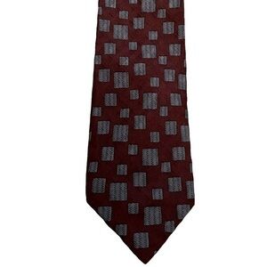 Giorgio Armani Cravatte vintage burgundy & gray   geometric print silk tie